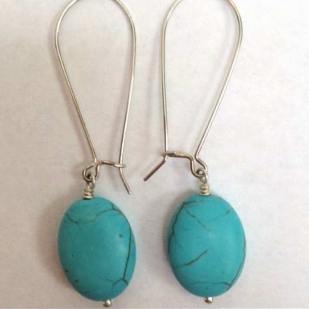 Stella & Dot Retired🧞‍♂️Turquoise Sea Drop Earrings - Picture 3 of 5